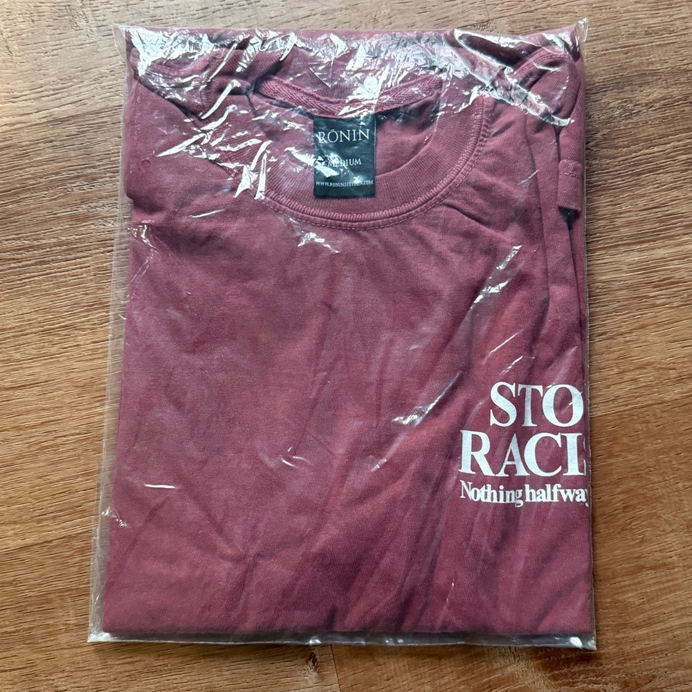 Men’s Maroon Graphic T‑Shirt - 'Stop Racial' Print